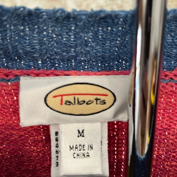 Talbots Colorful Geometric Pattern Sweater 3/4 sleeves cotton size M - Picture 3 of 5